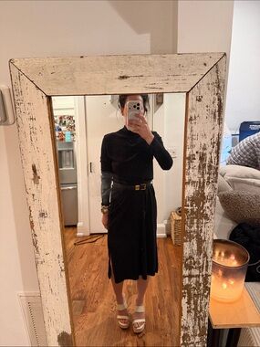 Classic Black Long-Sleeve Midi Dress